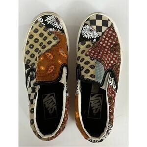 Vans Patchwork Slip On Sneakers Multi Print Womens Size 7
